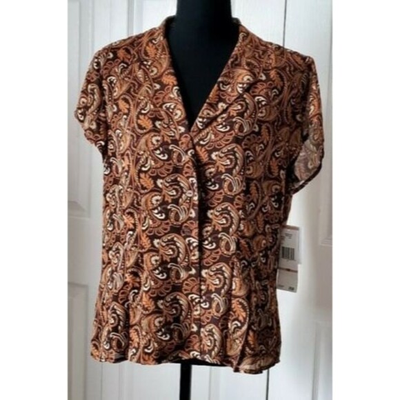 NWT JONES NEW YORK Women 2PC Cap Sleeve Blouse and Matching Midi Skirt Sz 12 - Picture 2 of 9